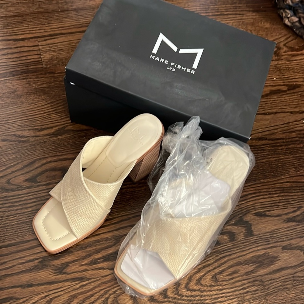 New Marc Fisher block-heel mules